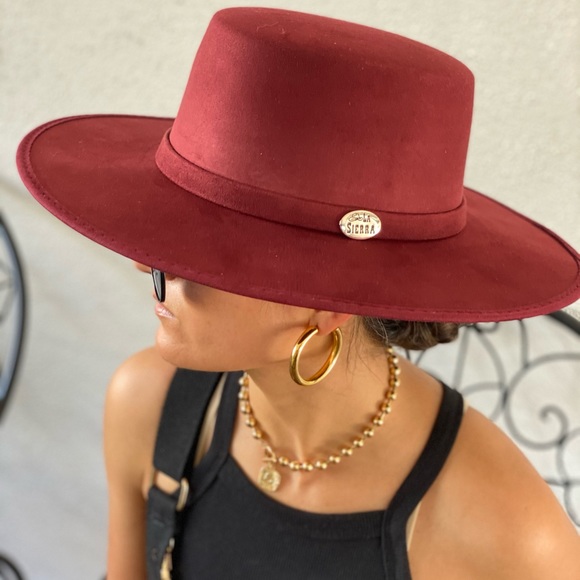 Melissa Cordobés Suede wide Brim Hat Burgundy main image 7
